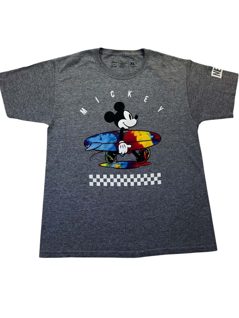 Disney x Neff Mickey Mouse Surfing Tie Dye Heather Gray T-Shirt Size XL